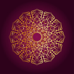 Elegant Golden Ornamental Mandala Design on Luxury Maroon Background for Spiritual and Decorative Art