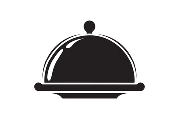 Obraz premium Classic Restaurant Food Dome Platter Cloche Silhouette Icon