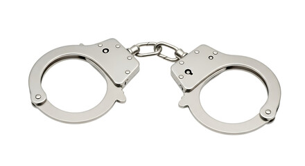 Silver metal handcuffs isolated on transparent background