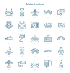 RC Toys stroke icon. RC Toys line icon set. editable stroke icon pack