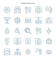 Recruitment stroke icon. Recruitment line icon set. editable stroke icon pack