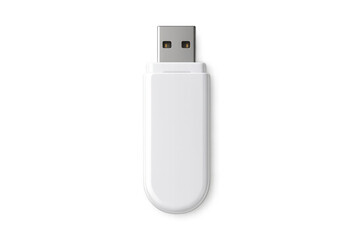 White usb flash drive close-up, showcasing sleek portable storage hardware against transparent backdrop