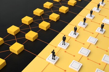 Contrasting Leadership Systems – Decentralized Network vs Centralized Hierarchy, Organizational Models, Business Strategy, Abstract, Cubes, Figures