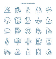 Recycling stroke icon. Recycling line icon set. editable stroke icon pack