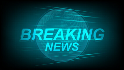 Breaking news screen banner, with globe world map, Hud futuristic elegance template design vector illustration for news channels or internet television broadcast concept widescreen ratio 16:9