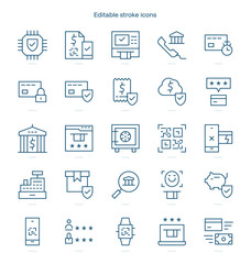 Fototapeta premium Safe Payment stroke icon. Safe Payment line icon set. editable stroke icon pack
