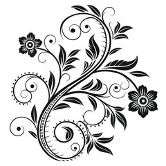 Black and white floral vine vector for graphic design