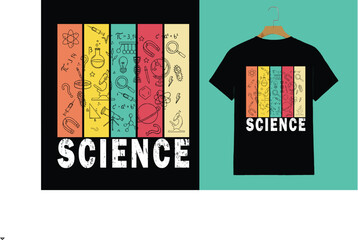 Retro Science Icons T-Shirt – Colorful Educational Chemistry & Physics Graphic Tee

