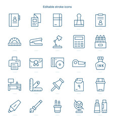 Stationery stroke icon. Stationery line icon set. editable stroke icon pack