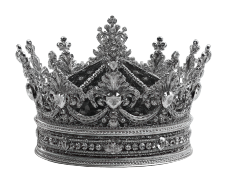 Elegant silver crown display jewelry artistic isolated on transparent background, png - Powered by Adobe