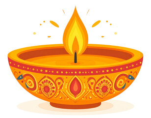 burning candle on a white background