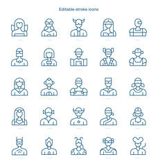 Superhero Avatars stroke icon. Superhero Avatars line icon set. editable stroke icon pack