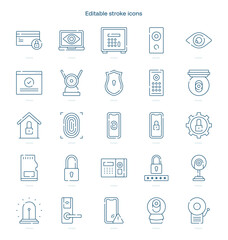 Surveillance stroke icon. Surveillance line icon set. editable stroke icon pack