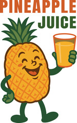 Cheerful Pineapple Mascot Offering Pineapple Juice