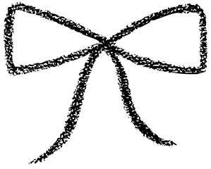 Chalk coquette bow with ribbon. Hand drawn vector illustration for design template present for wedding, Birthday, Christmas decoration or discount, sale. 