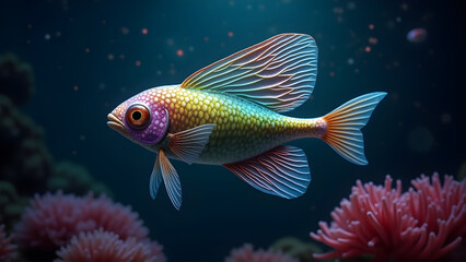 Fototapeta premium Colorful Tropical Fish in Dreamlike Underwater Scene