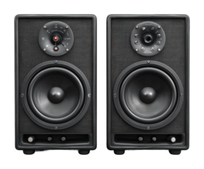 High-quality audio speakers for home use technology showcase modern design isolated on transparent background, png