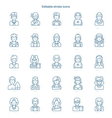 Urban tribes stroke icon. Urban tribes line icon set. editable stroke icon pack