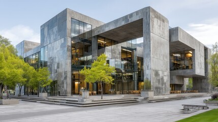 Fototapeta premium University exterior with concrete and glass design