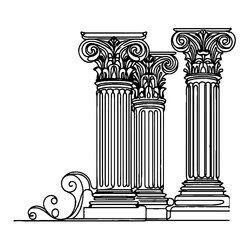 Ancient Greek columns in classical style illustration  