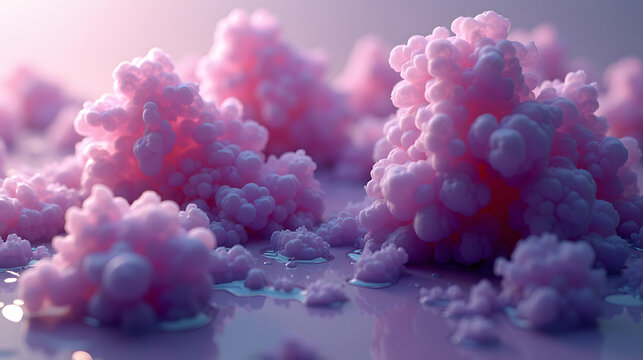 Close up of pastel ink diffusion in water with purple tones