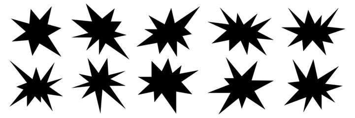 irregular spark shapes. Pop art Funky groovy Doodle Stars.  Element for poster, banner, collage © Sunil
