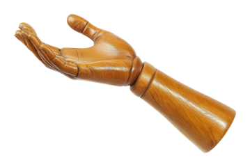 Artistic wooden hand model display minimalist craft isolated on transparent background, png