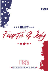Happy 4th of July USA Independence Day Cursive Typography Lettering USA Abstract Flag Template