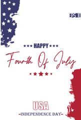 Happy 4th of July USA Independence Day Cursive Typography Lettering USA Abstract Flag Template