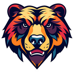 Obraz premium Bear head logo, bear head, multi-colored and attractive, close-up, transparent background