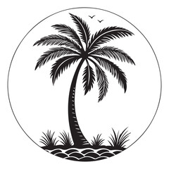 Coconut Tree Silhouette Vector &ndash; Tropical Palm Tree Illustration