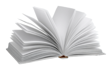 Exploring the pages of knowledge a journey through an open book in a minimalist space isolated on transparent background, png