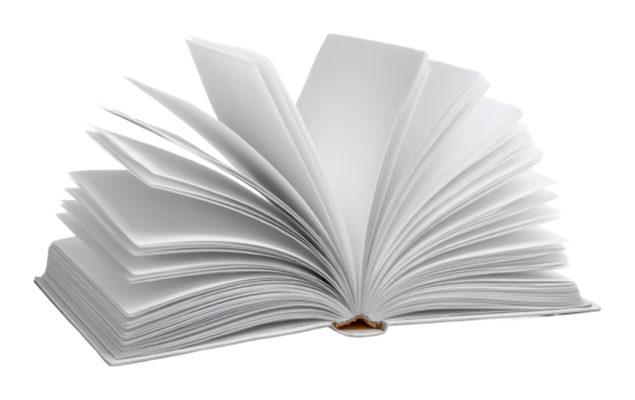 Exploring the pages of knowledge a journey through an open book in a minimalist space isolated on transparent background, png