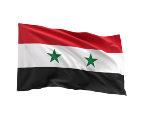 Syrian Flag: A vibrant portrayal of the Syrian flag, a symbol of the nation's identity and heritage, featuring its iconic colors and design, fluttering gently.