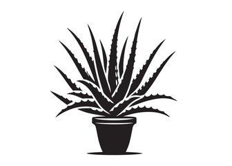 aloe vera plant logo silhouette vector, aloe vera tree logo silhouette vector design, black aloe vera plant silhouettes succulent botanical, aloe vera leaves logo vector silhouette on white background