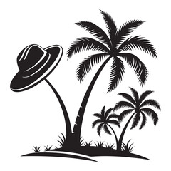 Obraz premium Coconut Tree Silhouette Vector – Tropical Palm Tree Illustration