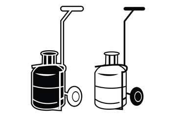 Gas Cylinder art silhouette vector out line art on white background