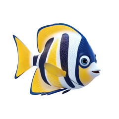 Naklejka premium Colorful animated fish swims gracefully in a playful underwater environment showcasing bright colors and lively features on transparent background