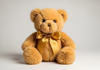 Obraz premium Adorable Teddy Bear with Golden Ribbon Perfect for Gift or Decoration
