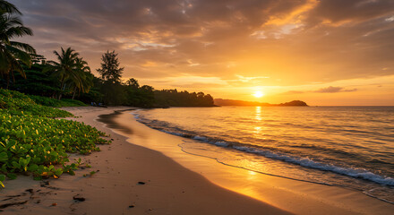 Golden Sunset Serenity on a Tropical Beach