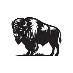 American Bison Solid Black Silhouette SVG Vector for Cricut Projects Decals Stickers Apparel and Laser Cutting on White Background
