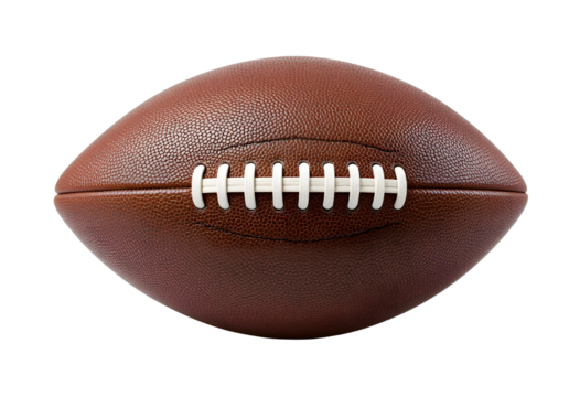 Classic Brown American Football Ball with White Laces – Transparent Background PNG. - Powered by Adobe