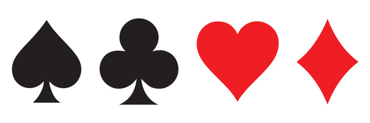 Simple Playing Card Suits Icons Hearts Diamonds Clubs Spades