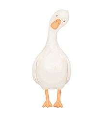 Watercolor cute baby goose. Funny animal isolated on white background for childish book and card © Elena
