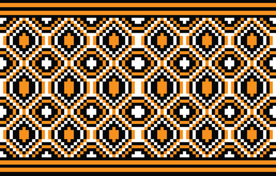 Seamless square fabric pattern with borders for printing vector file 