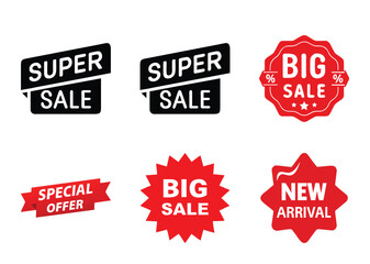 Collection of six different stylized Bundle sale and discount promotional banners