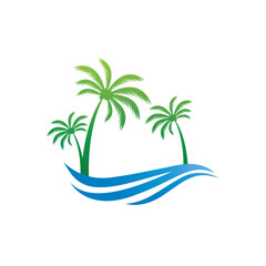 Tropical island illustration design template