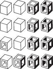 Abstract geometric shape with vibrant color accents and silhouette