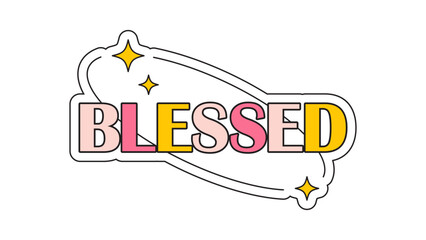 Christian Groovy Sticker With The Word Blessed