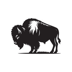 American Bison Solid Black Silhouette SVG Vector for Cricut Projects Decals Stickers Apparel and Laser Cutting on White Background